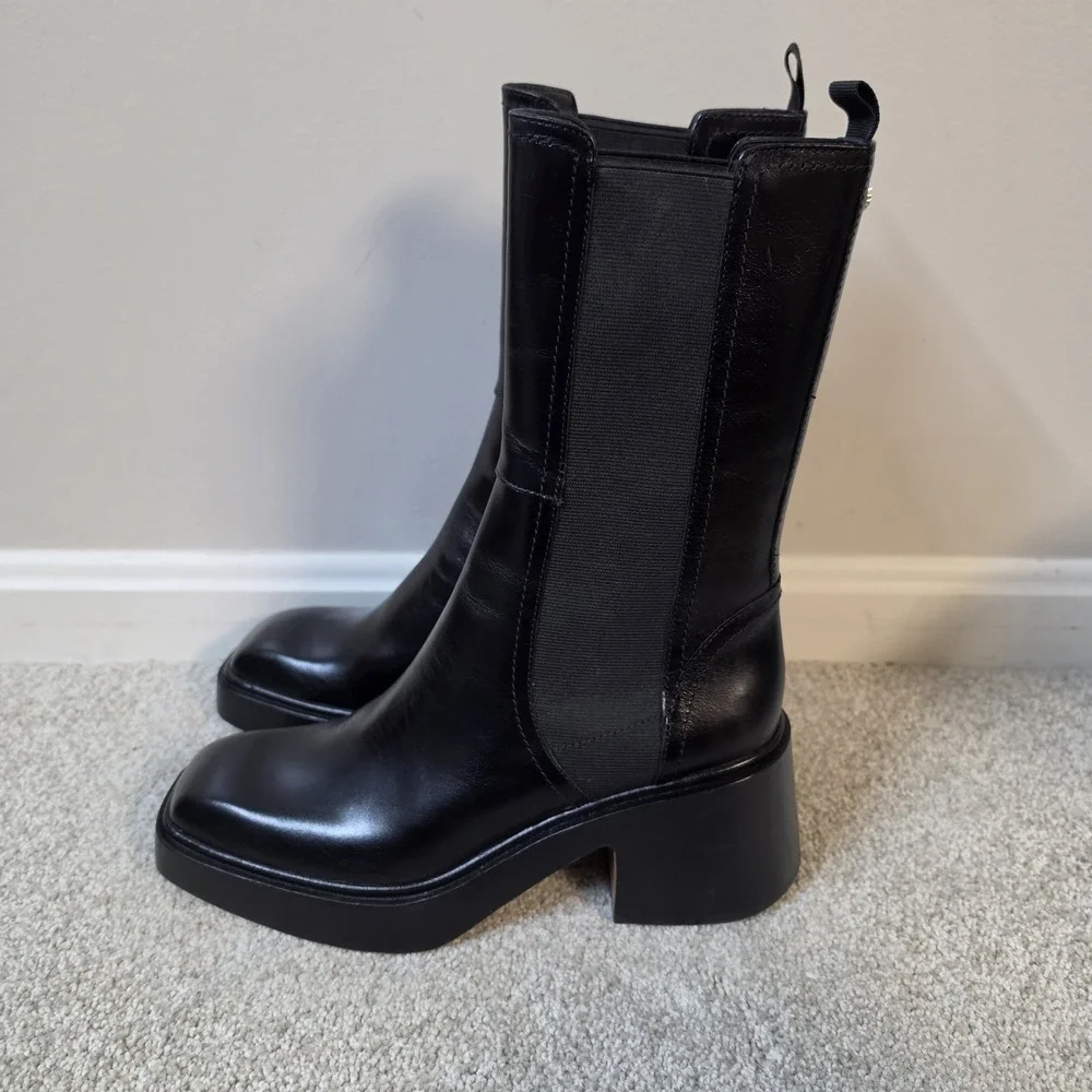 $509 NEW MAJE FRIZZANTE WOMENS BOOTS MID ANKLE CHUNKY PLATFORM  BLACK 41 US 10